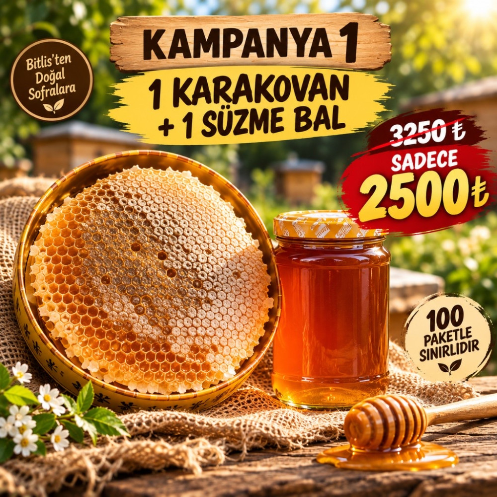 1 Karakovan + 1 Süzme Bal
